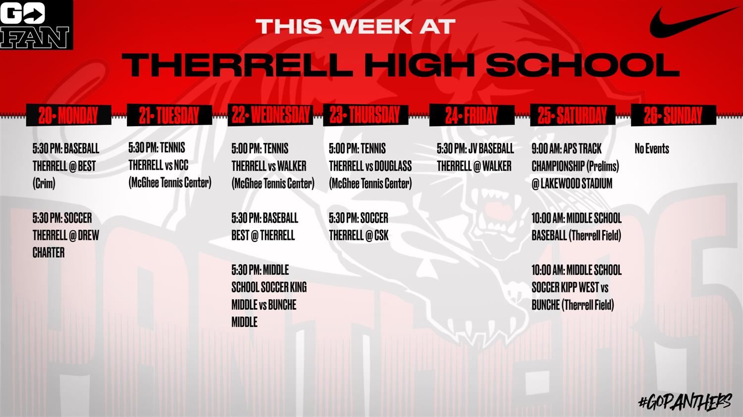 Weekly Sports Schedule
